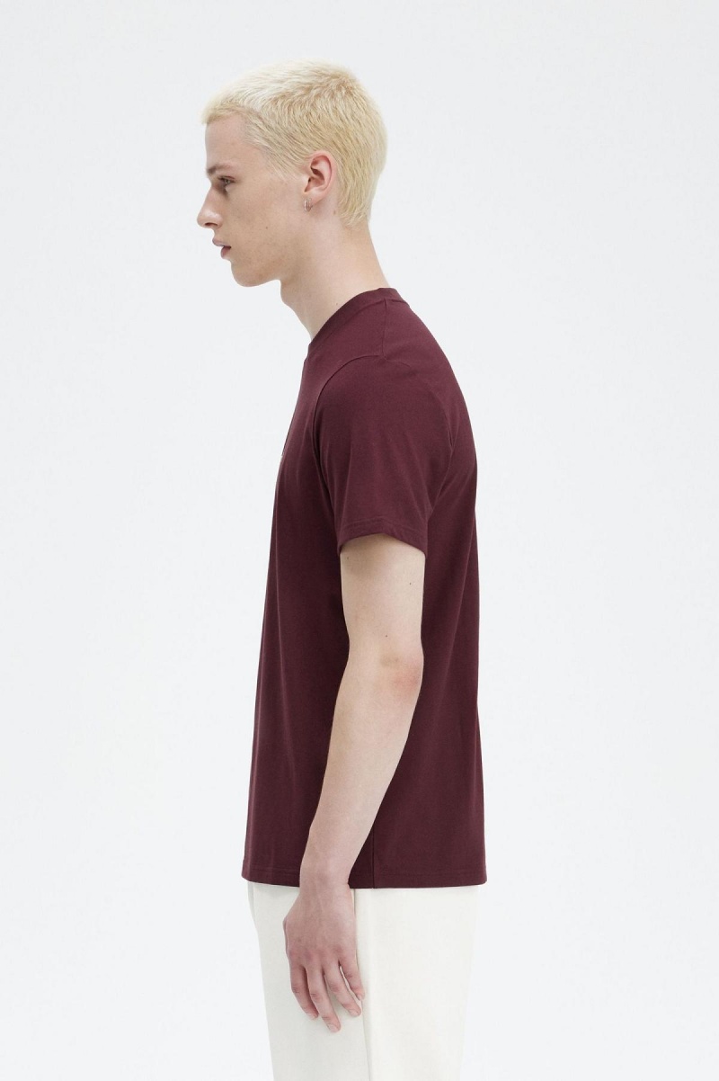 Fred Perry Embroidered T-shirts Herren Oxblood | FCHHY51376