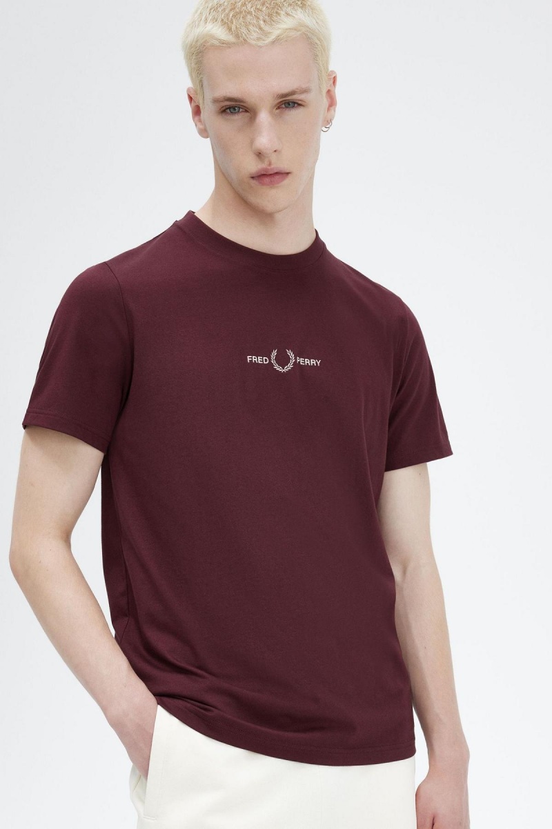 Fred Perry Embroidered T-shirts Herren Oxblood | FCHHY51376