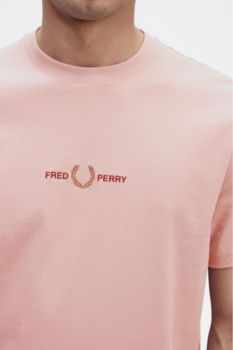 Fred Perry Embroidered T-shirts Herren Rosa Rosa | UCHTG61657