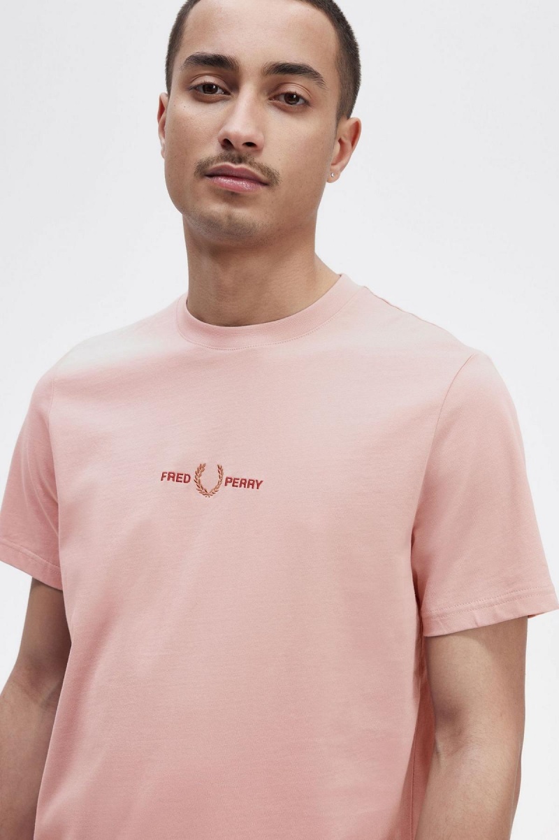 Fred Perry Embroidered T-shirts Herren Rosa Rosa | UCHTG61657