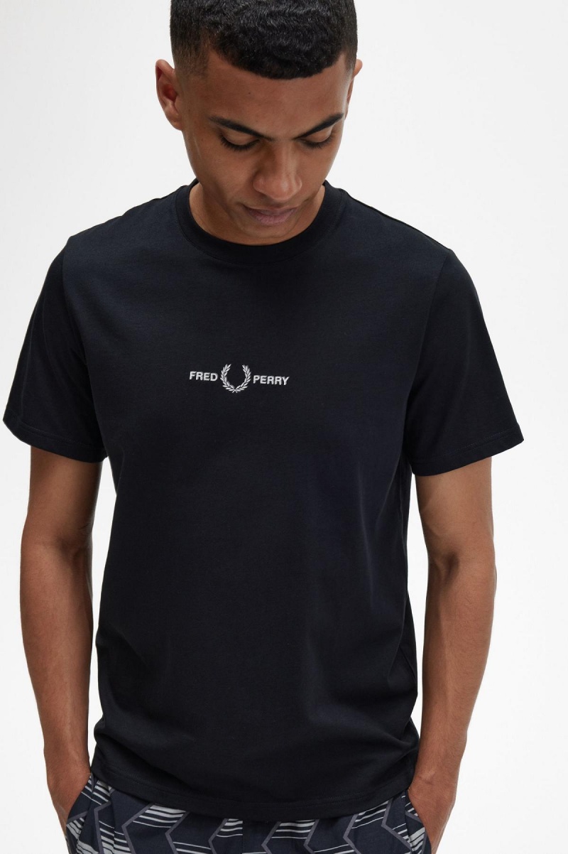 Fred Perry Embroidered T-shirts Herren Schwarz | CHJZR20637