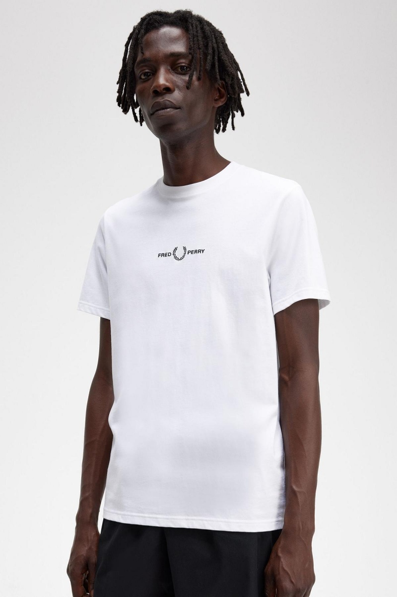 Fred Perry Embroidered T-shirts Herren Weiß | CHDYB58405