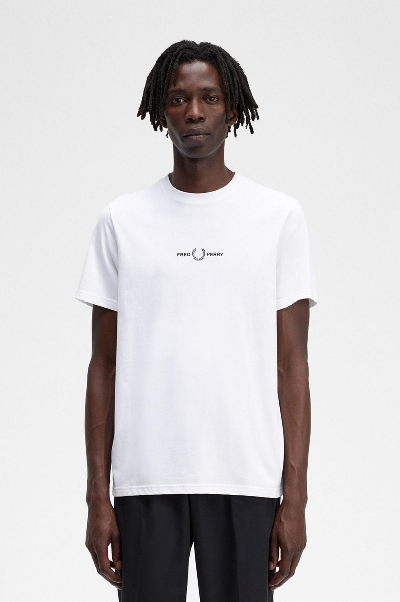 Fred Perry Embroidered T-shirts Herren Weiß | CHDYB58405