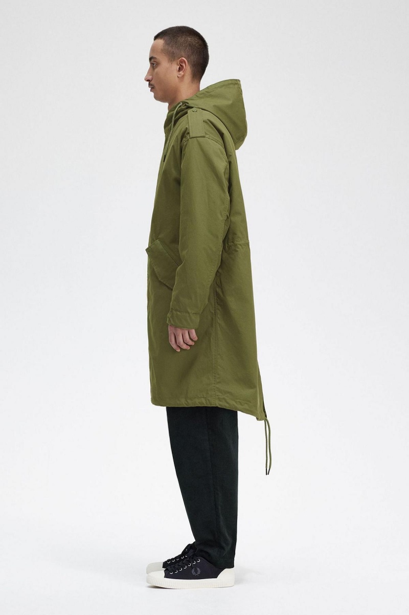 Fred Perry Faux Fur Gefütterte Parka Mäntel Herren Grün | UCHND50468
