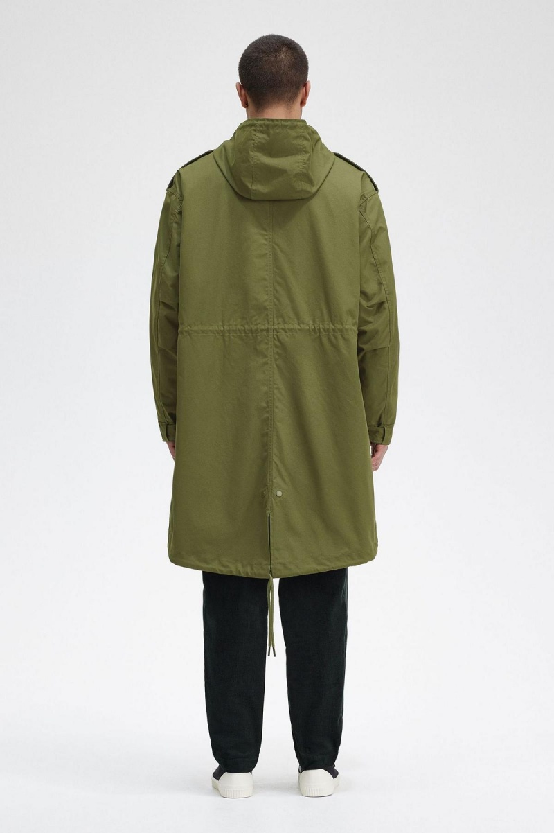 Fred Perry Faux Fur Gefütterte Parka Mäntel Herren Grün | UCHND50468