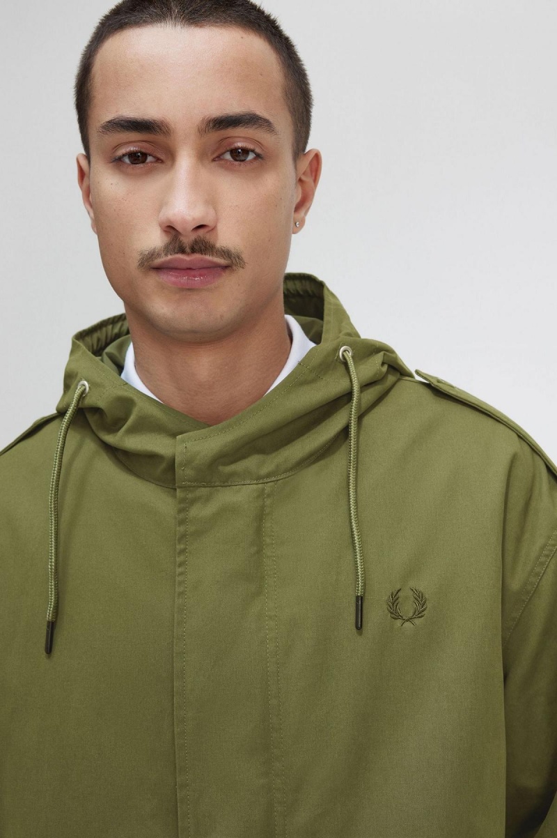 Fred Perry Faux Fur Gefütterte Parka Mäntel Herren Grün | UCHND50468