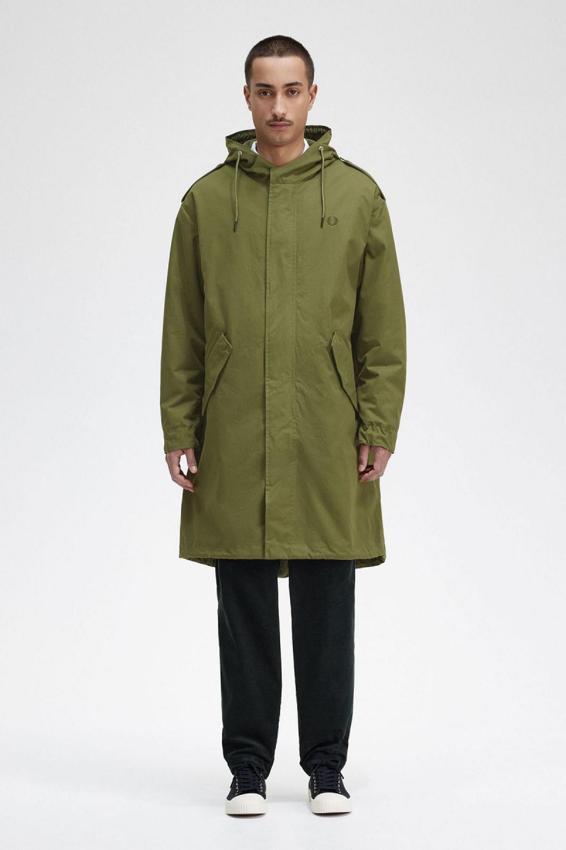 Fred Perry Faux Fur Gefütterte Parka Mäntel Herren Grün | UCHND50468