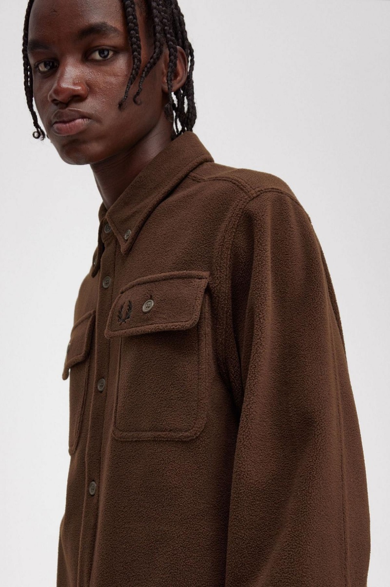 Fred Perry Fleece Hemd Herren Burnt Tobacco | CHJVR85617