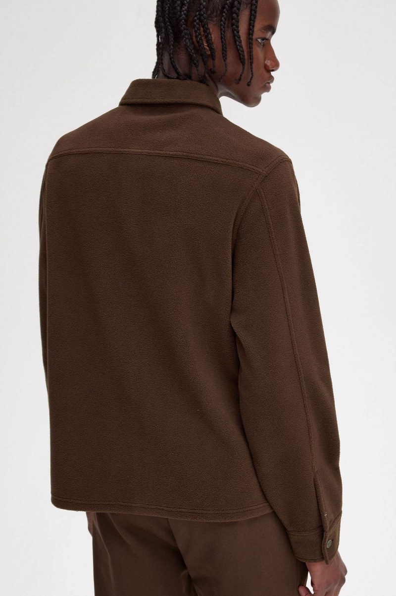 Fred Perry Fleece Hemd Herren Burnt Tobacco | CHJVR85617