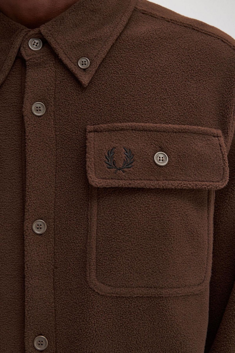Fred Perry Fleece Hemd Herren Burnt Tobacco | CHJVR85617