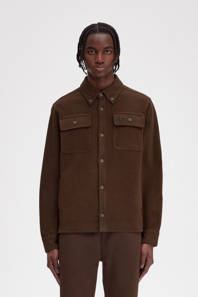 Fred Perry Fleece Hemd Herren Burnt Tobacco | CHJVR85617
