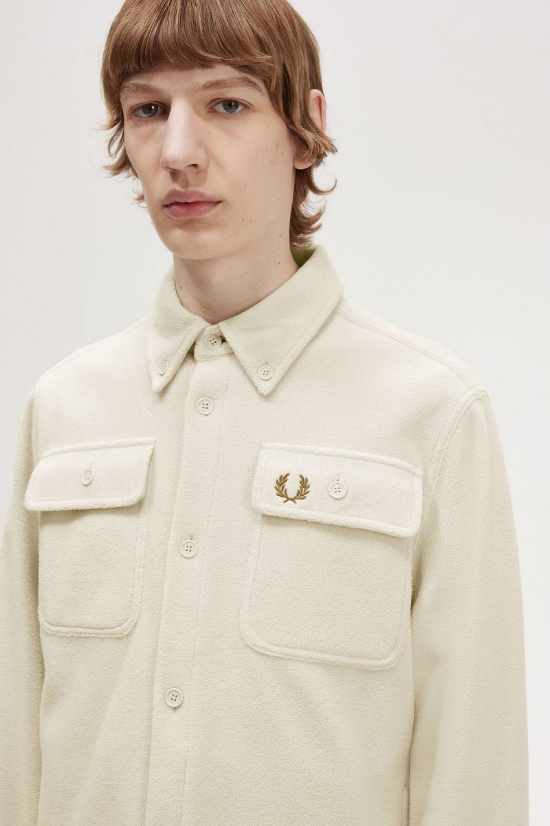 Fred Perry Fleece Hemd Herren Oatmeal | BCHSO54922