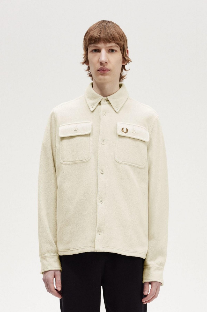 Fred Perry Fleece Hemd Herren Oatmeal | BCHSO54922