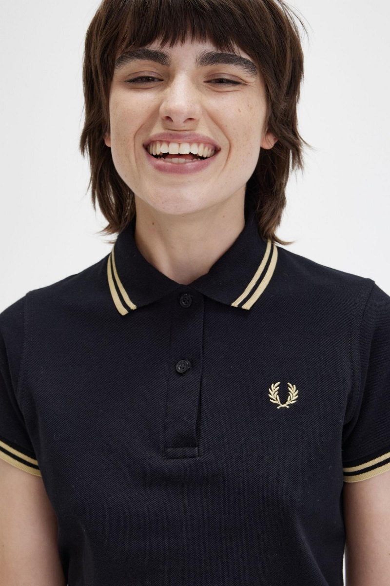 Fred Perry G12 Polo Shirts Damen Schwarz | DCHVO18573