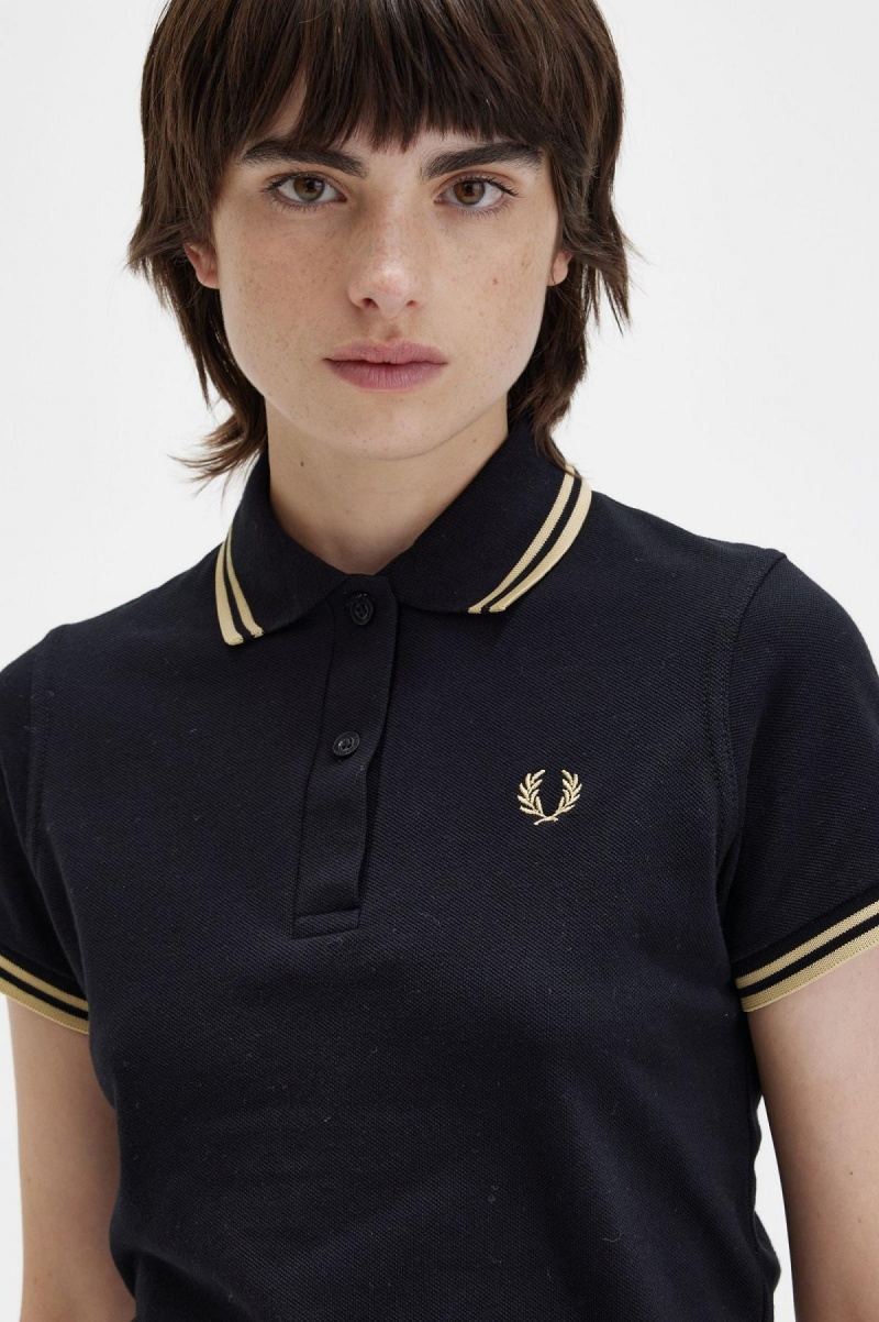 Fred Perry G12 Polo Shirts Damen Schwarz | DCHVO18573