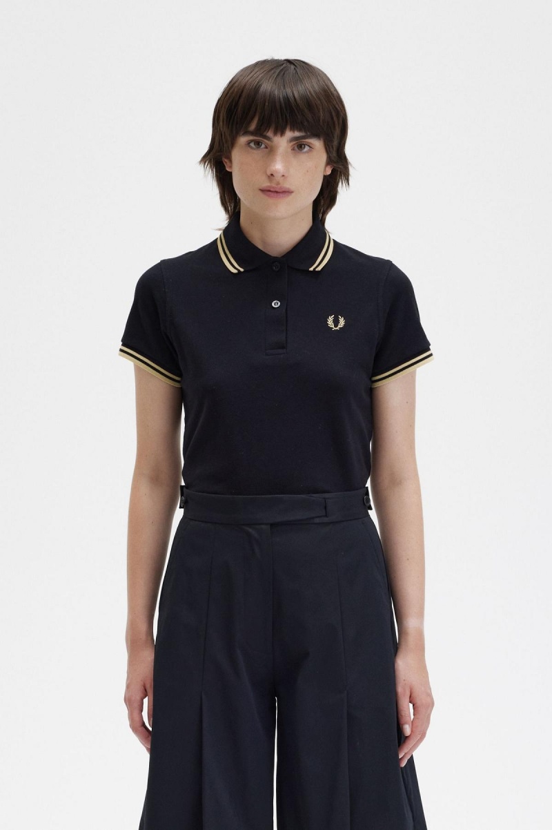 Fred Perry G12 Polo Shirts Damen Schwarz | DCHVO18573