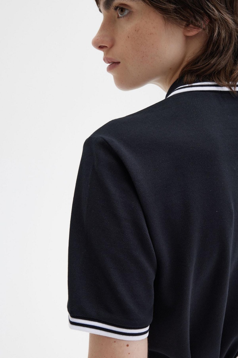 Fred Perry G3600 Fred Perry Shirt Damen Schwarz Weiß Weiß | QCHUV35631
