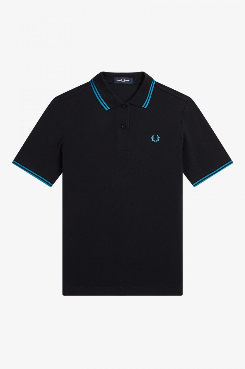 Fred Perry G3600 Fred Perry Shirt Damen Schwarz Blau Blau | CHICD46530