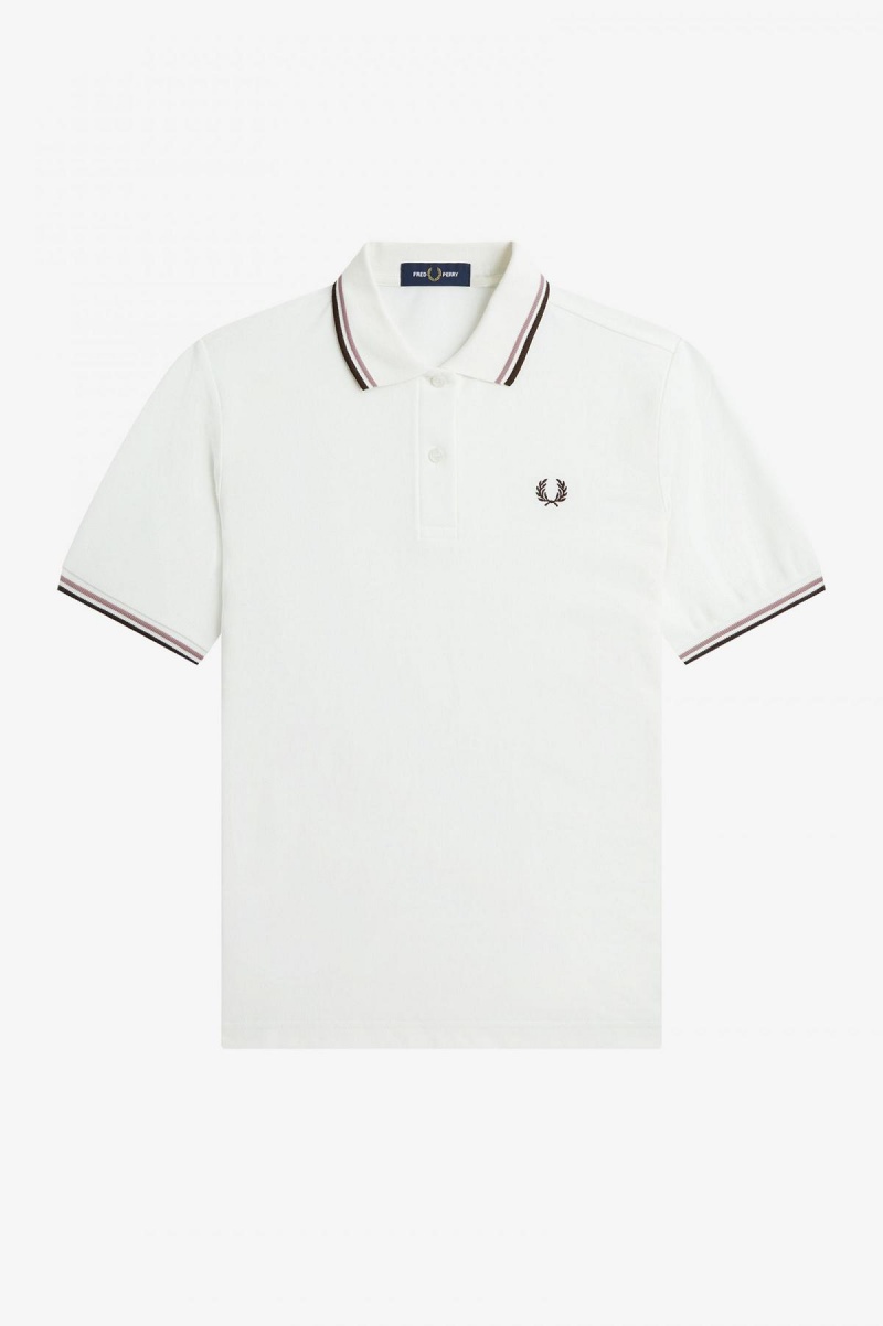 Fred Perry G3600 Fred Perry Shirt Damen Weiß Dunkelrosa | XCHGW93414