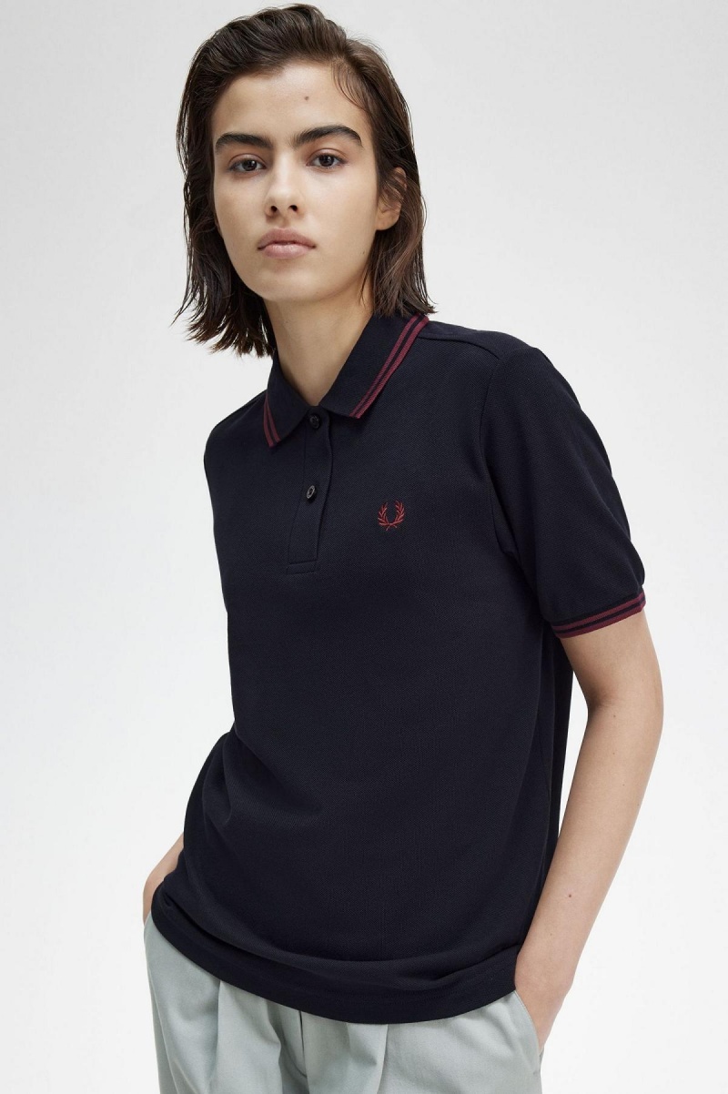 Fred Perry G3600 Polo Shirts Damen Navy | CHEGJ23568