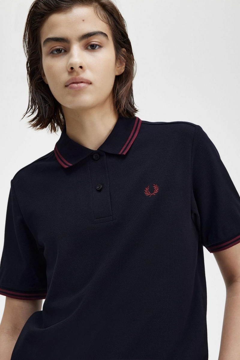 Fred Perry G3600 Polo Shirts Damen Navy | CHEGJ23568