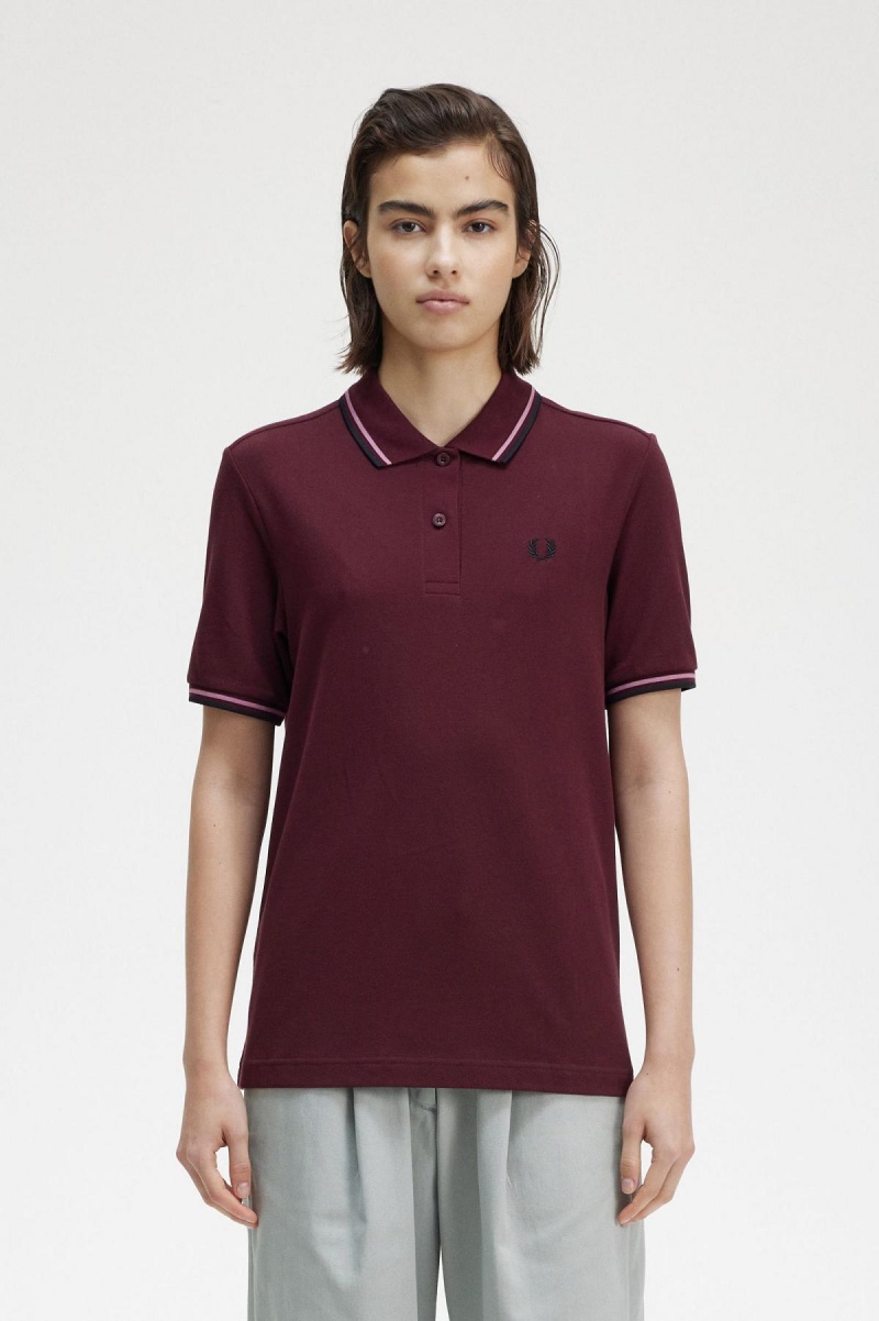 Fred Perry G3600 Polo Shirts Damen Rosa Rosa Schwarz | QCHWA36081