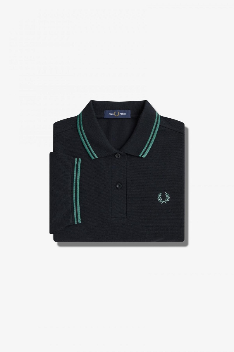 Fred Perry G3600 Polo Shirts Damen Schwarz Tiefesmintfarben Tiefesmintfarben | CHDYB74076