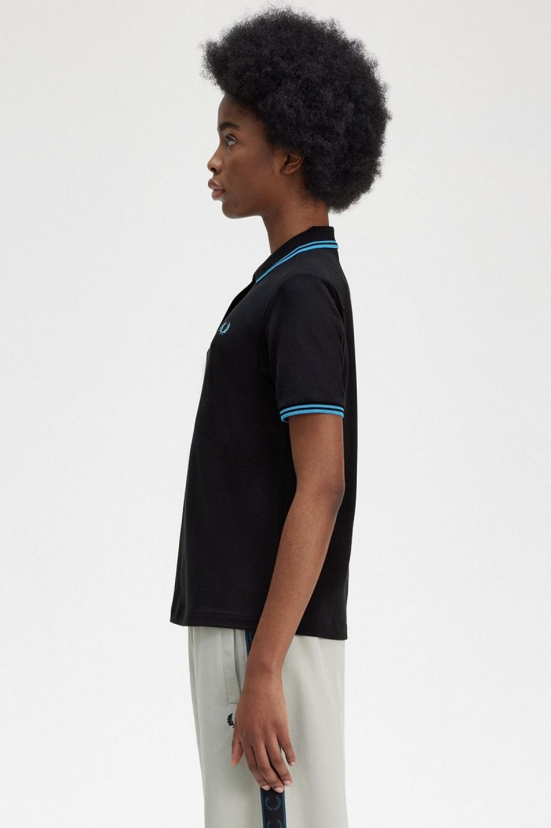 Fred Perry G3600 Polo Shirts Damen Schwarz Blau Blau | CHEGJ71735