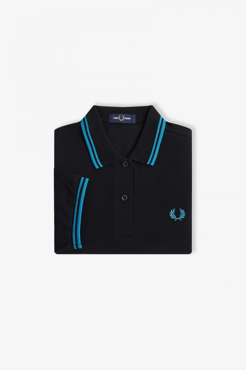 Fred Perry G3600 Polo Shirts Damen Schwarz Blau Blau | CHEGJ71735