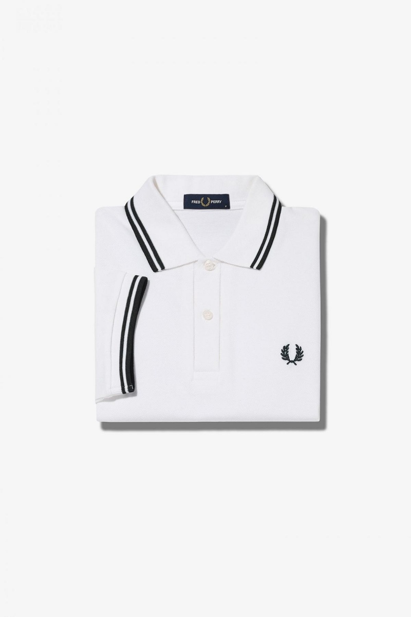 Fred Perry G3600 Polo Shirts Damen Weiß Schwarz Schwarz | ECHVG21545