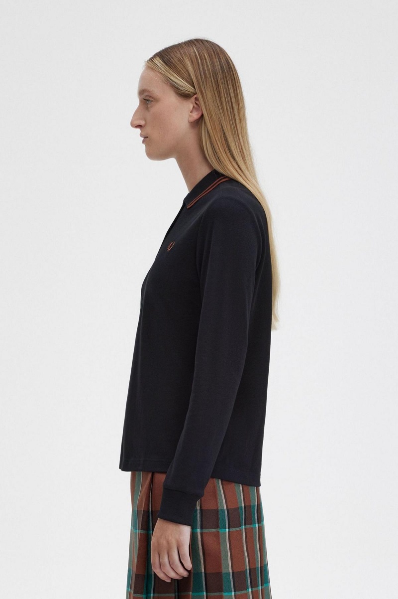 Fred Perry G3636 Fred Perry Shirt Damen Schwarz Braun Braun | ACHWC29348