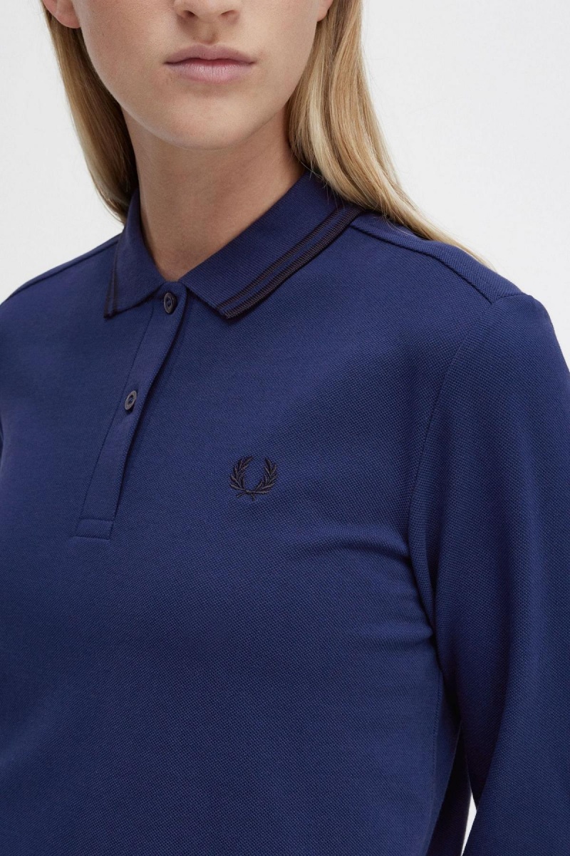 Fred Perry G3636 T-shirts Damen Navy Schwarz Schwarz | CHNEJ92397