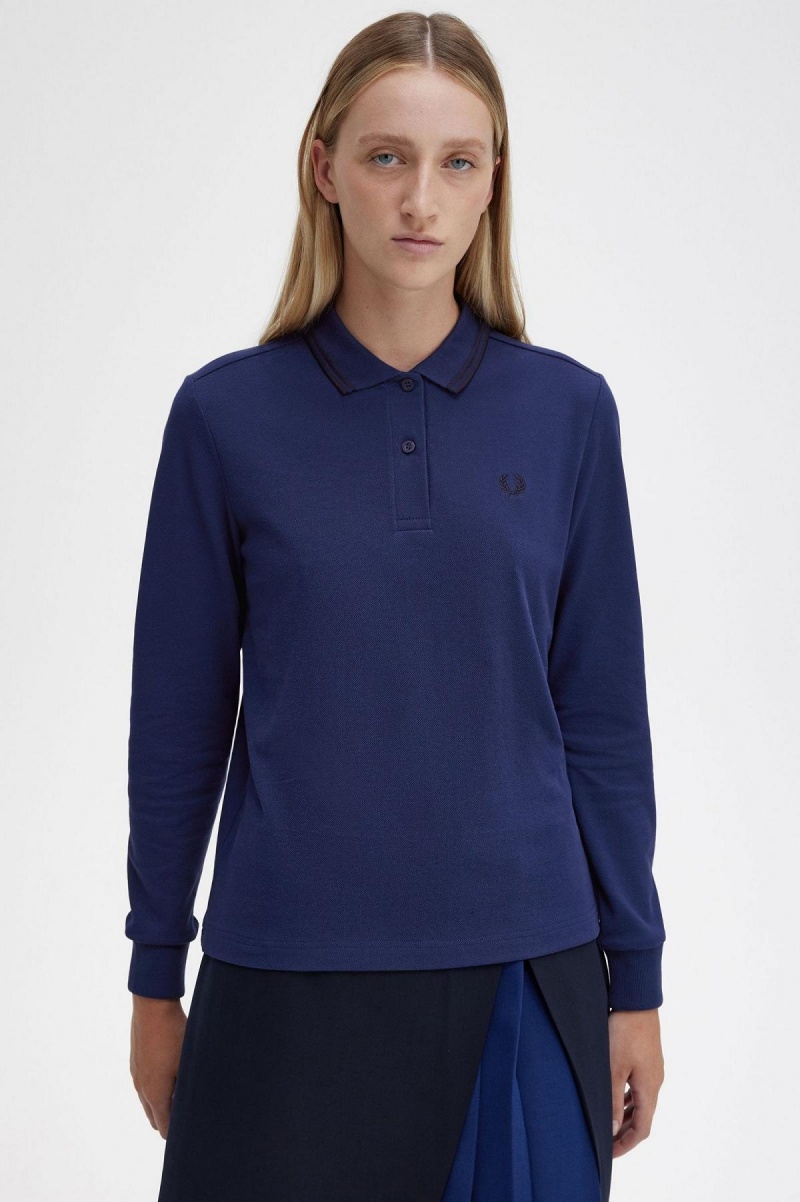 Fred Perry G3636 T-shirts Damen Navy Schwarz Schwarz | CHNEJ92397