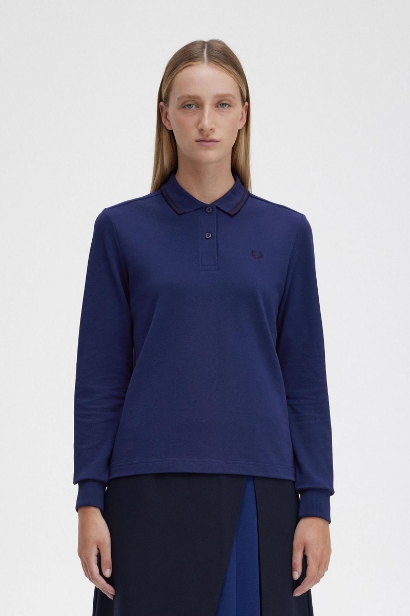Fred Perry G3636 T-shirts Damen Navy Schwarz Schwarz | CHNEJ92397