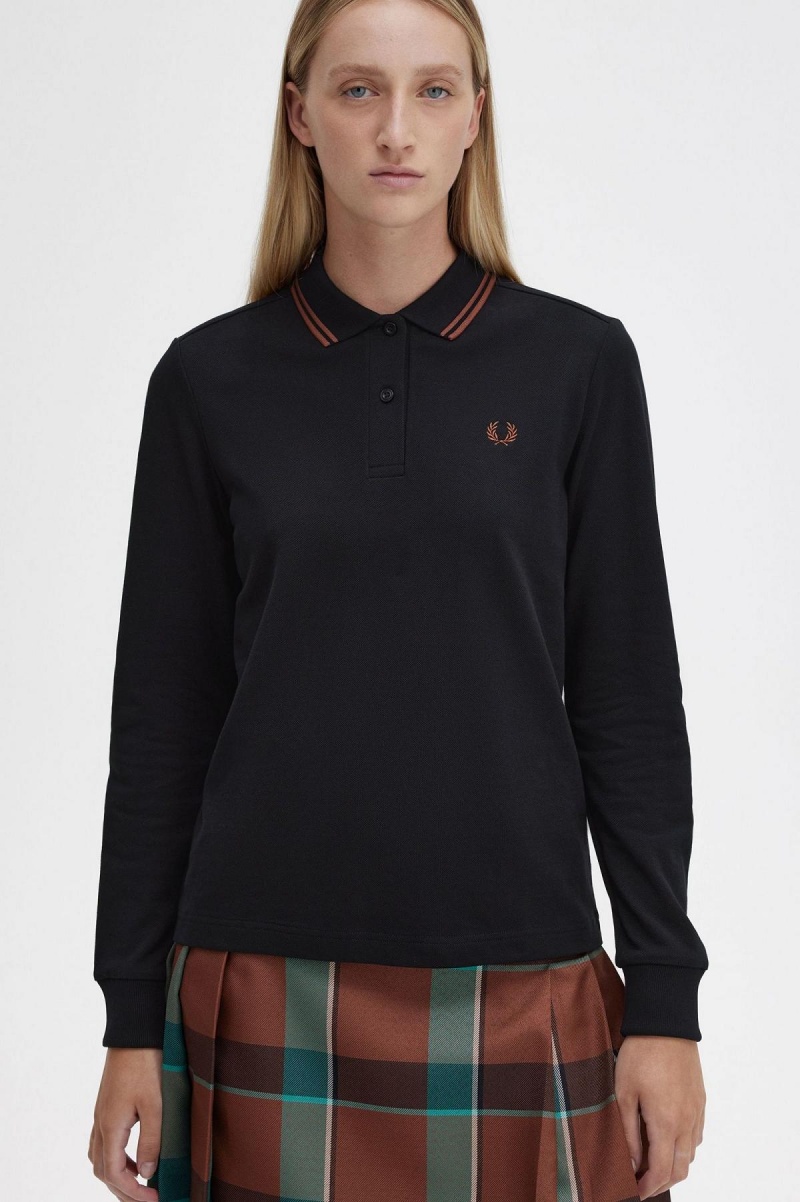 Fred Perry G3636 T-shirts Damen Schwarz Braun Braun | QCHWA12018