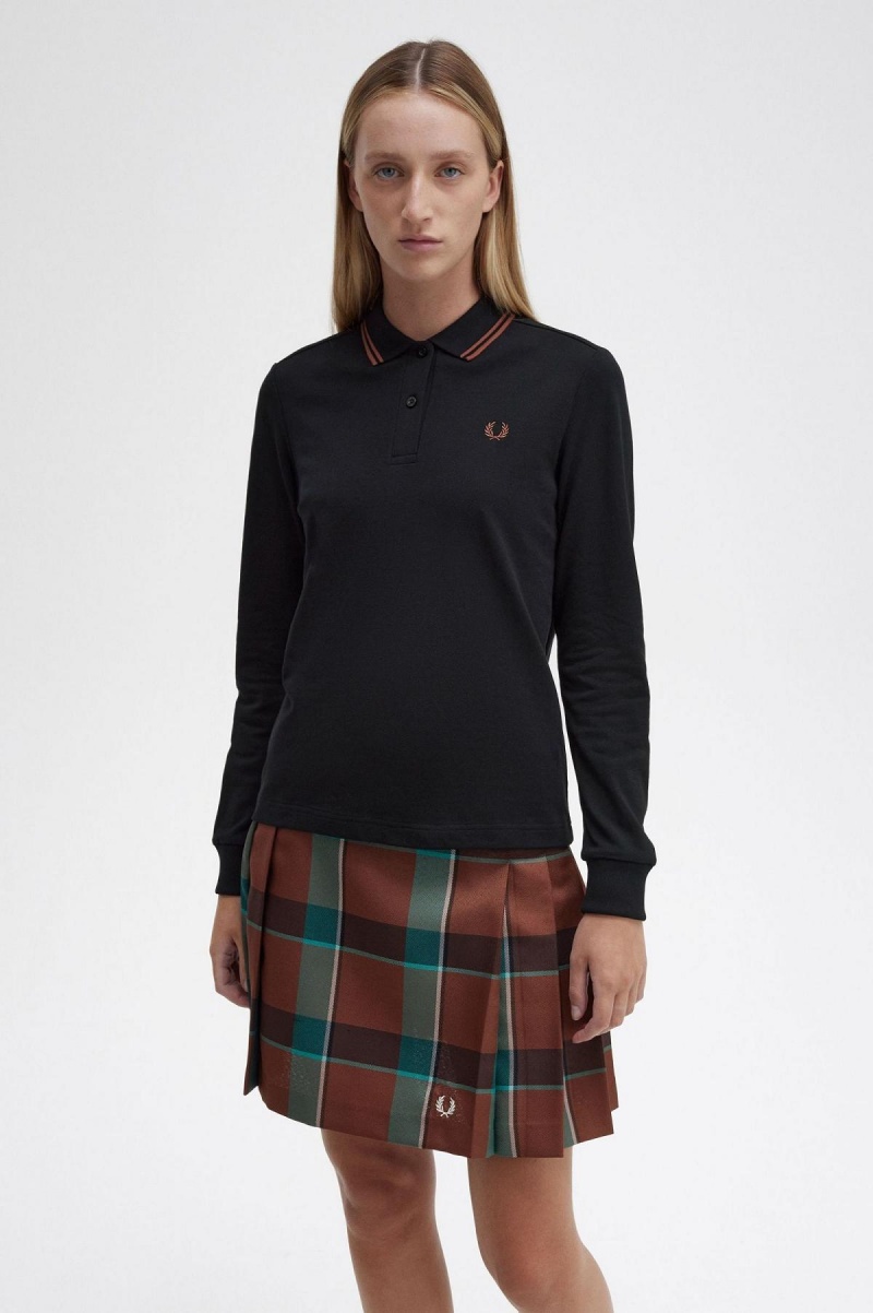 Fred Perry G3636 T-shirts Damen Schwarz Braun Braun | QCHWA12018