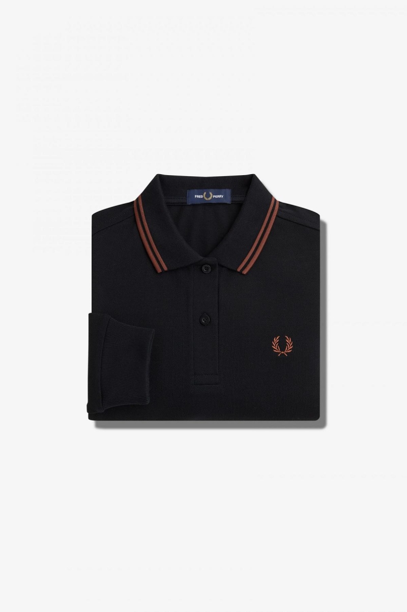 Fred Perry G3636 T-shirts Damen Schwarz Braun Braun | QCHWA12018