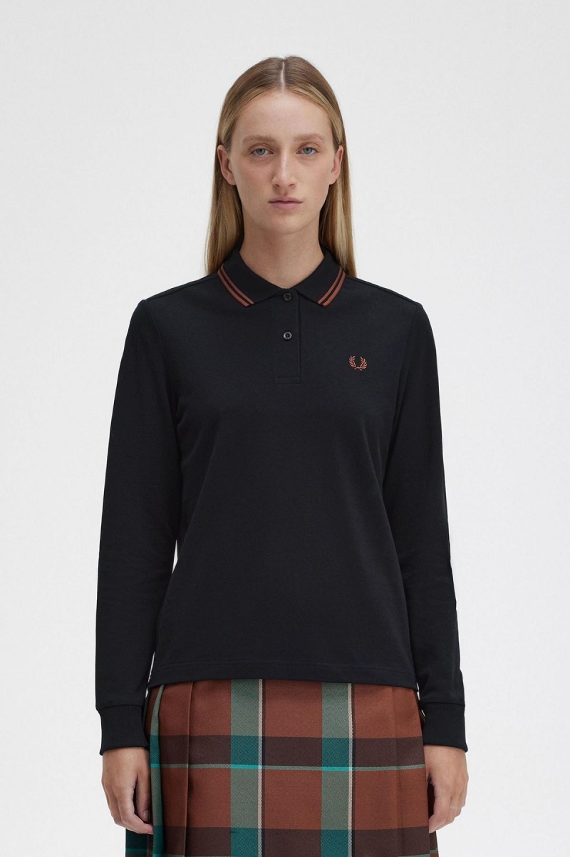 Fred Perry G3636 T-shirts Damen Schwarz Braun Braun | QCHWA12018