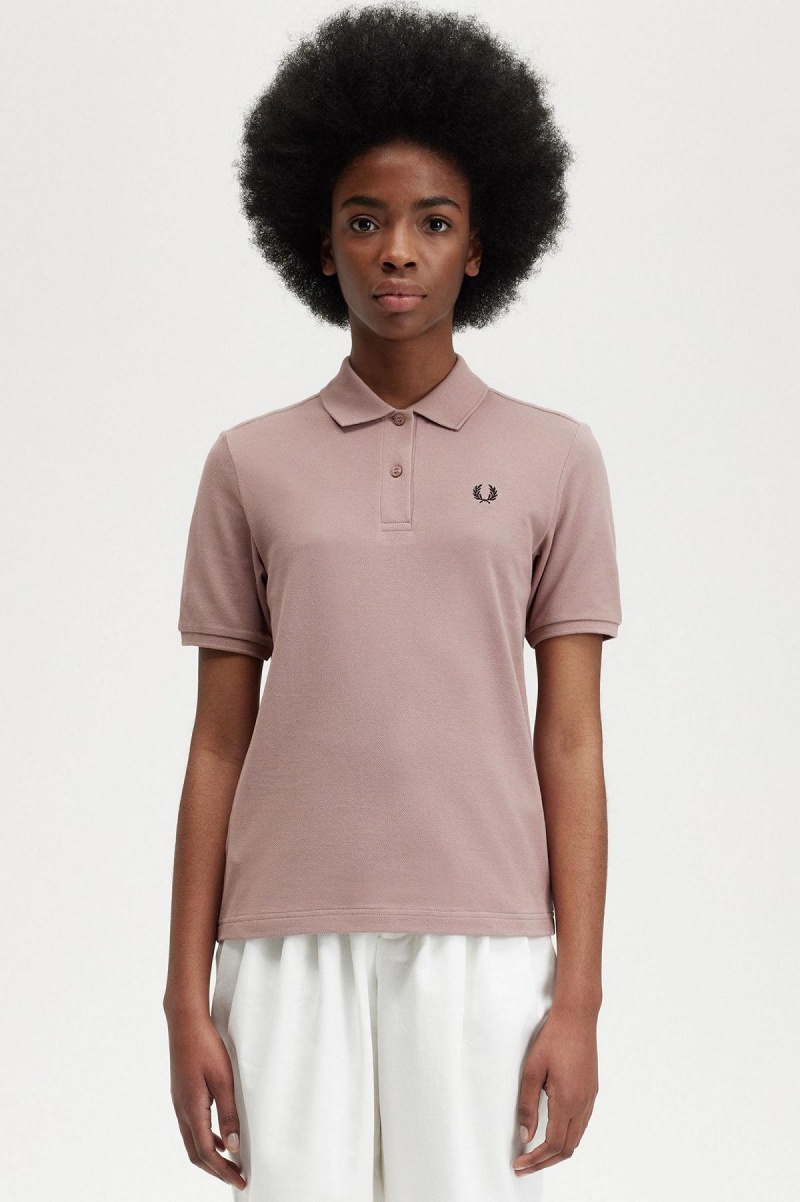Fred Perry G6000 Fred Perry Shirt Damen Dunkelrosa Schwarz | CHNEJ70202