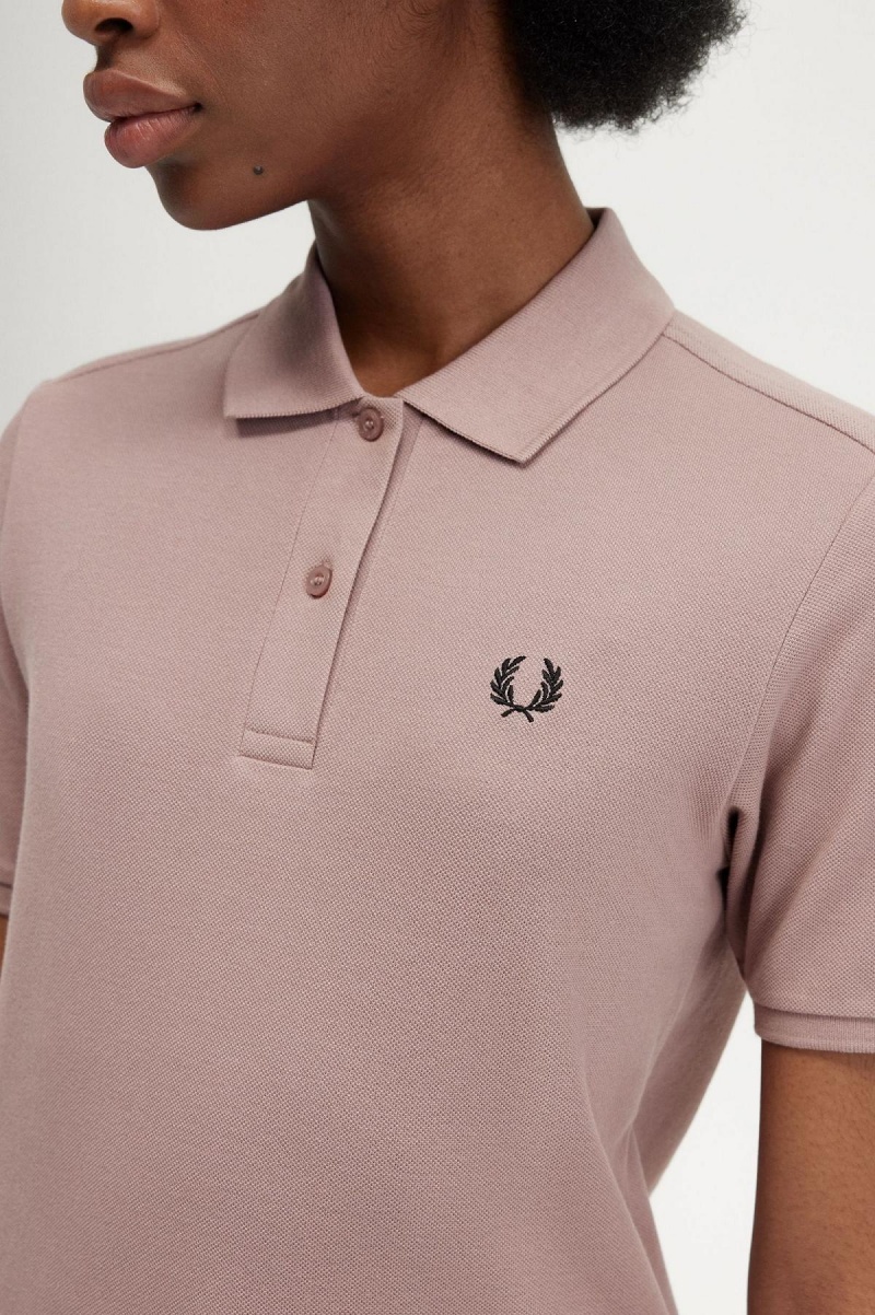 Fred Perry G6000 Polo Shirts Damen Dunkelrosa Schwarz | YCHVQ11688