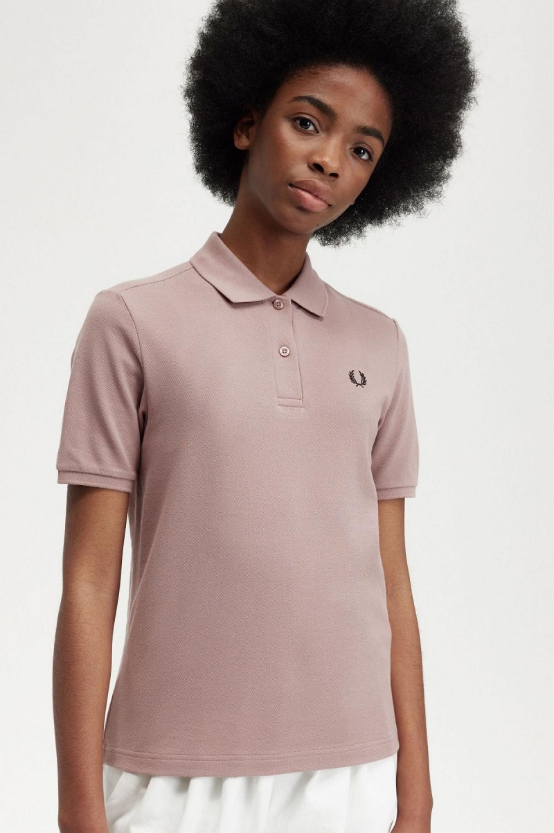 Fred Perry G6000 Polo Shirts Damen Dunkelrosa Schwarz | YCHVQ11688
