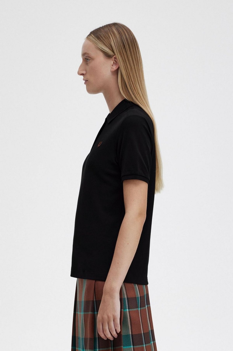 Fred Perry G6000 Polo Shirts Damen Schwarz Braun | DCHVO46608