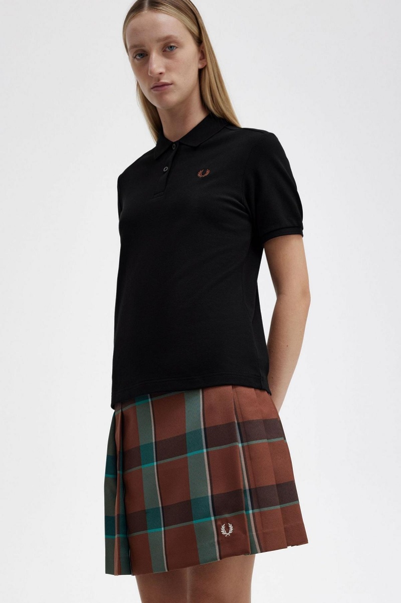 Fred Perry G6000 Polo Shirts Damen Schwarz Braun | DCHVO46608