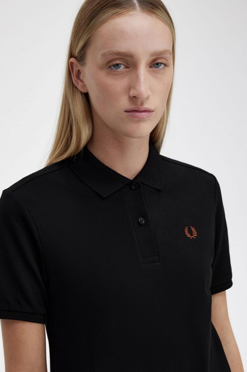 Fred Perry G6000 Polo Shirts Damen Schwarz Braun | DCHVO46608
