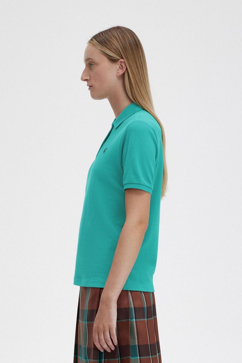 Fred Perry G6000 Polo Shirts Damen Tiefesmintfarben Schwarz | CHXMI34814