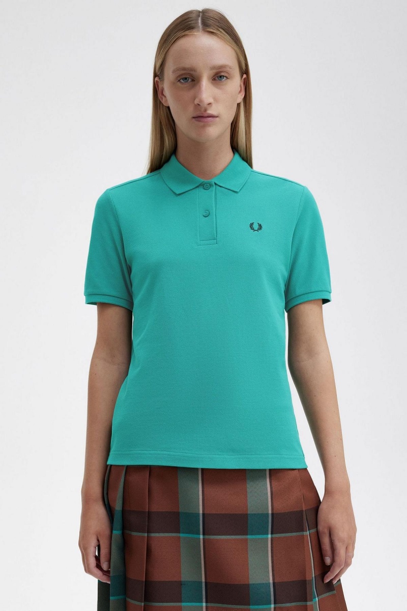 Fred Perry G6000 Polo Shirts Damen Tiefesmintfarben Schwarz | CHXMI34814