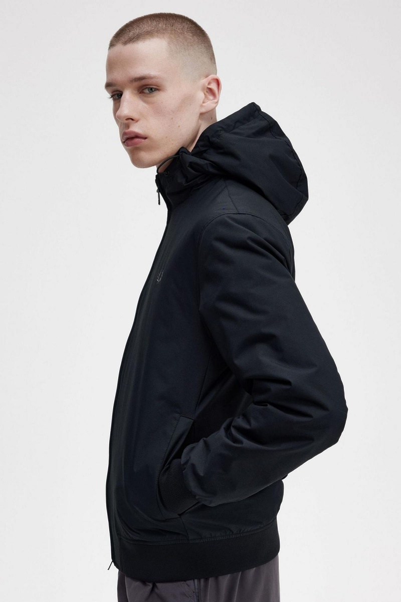 Fred Perry Gepolstert Mit Kapuze Brentham Mäntel Herren Schwarz | FCHUI24867