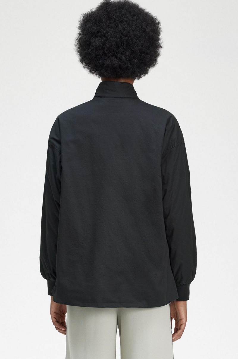 Fred Perry Gepolstert Zip-Through Mäntel Damen Schwarz | DCHKV44054