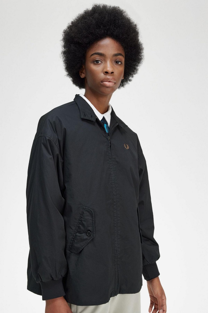 Fred Perry Gepolstert Zip-Through Mäntel Damen Schwarz | DCHKV44054