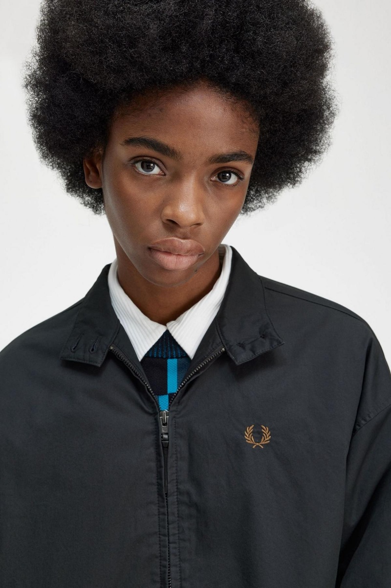 Fred Perry Gepolstert Zip-Through Mäntel Damen Schwarz | DCHKV44054